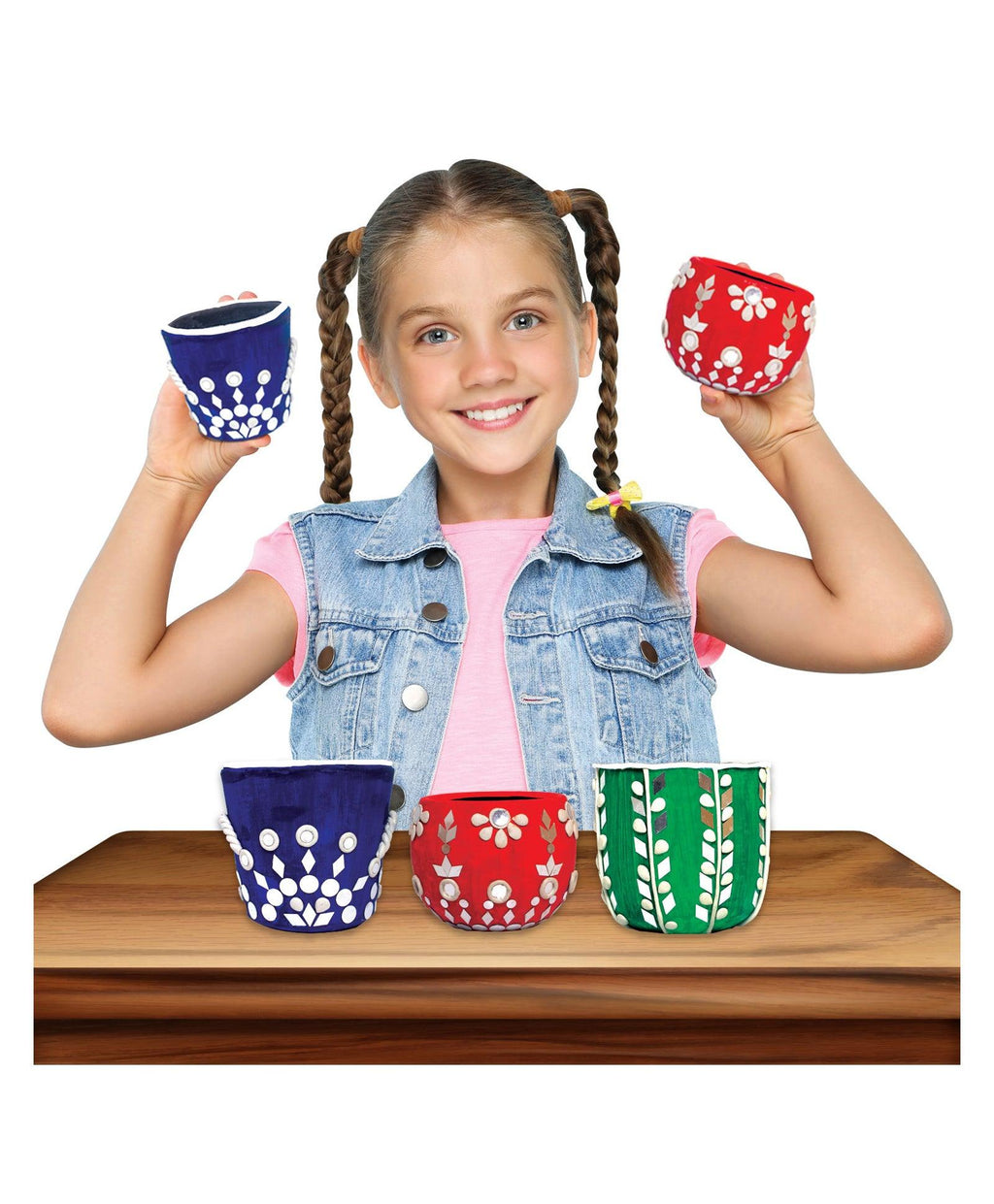 Funskool Handycrafts Mirror and Lippan Art - Pot Decorating kit for Ages 6+