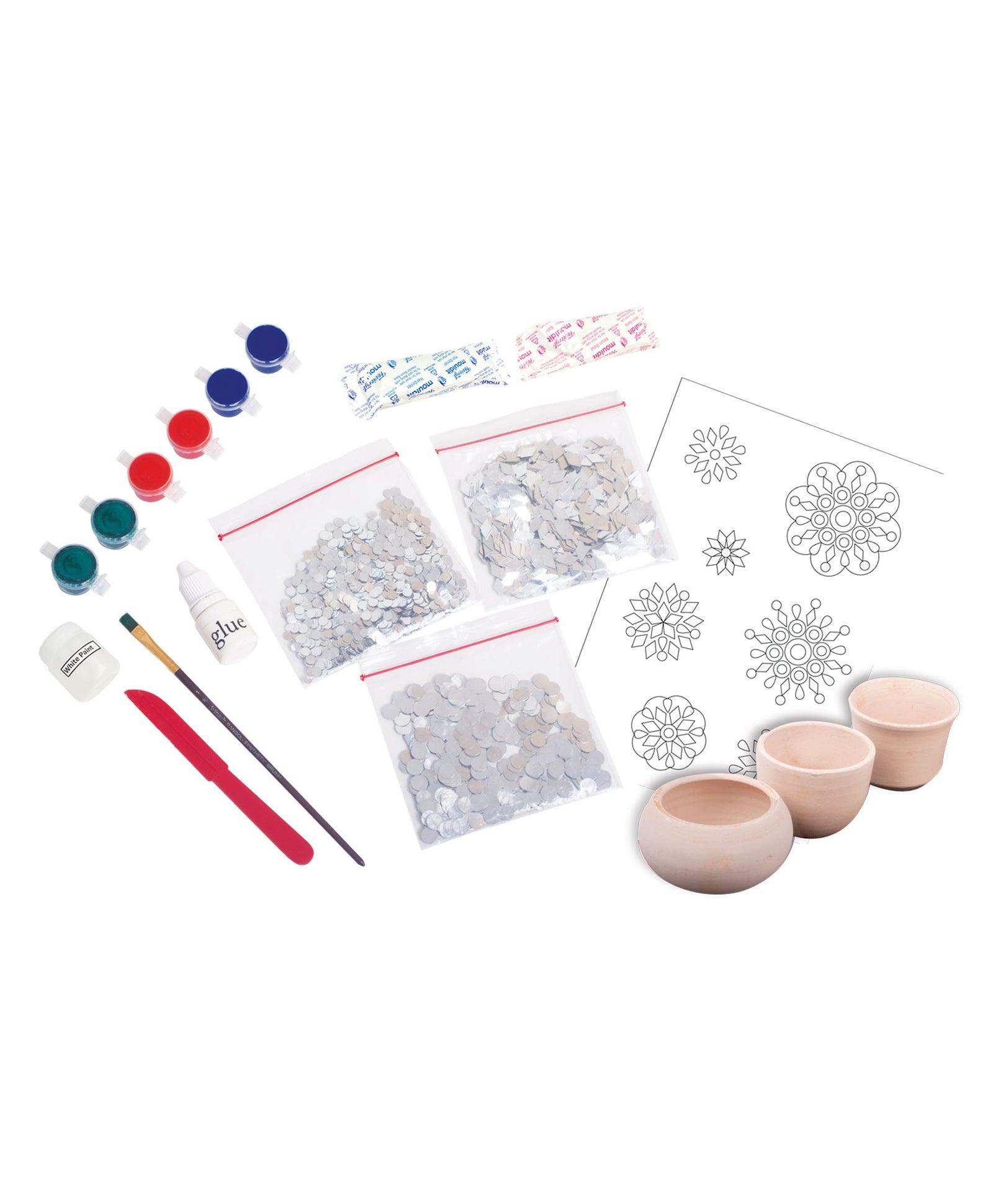 Funskool Handycrafts Mirror and Lippan Art - Pot Decorating kit for Ages 6+